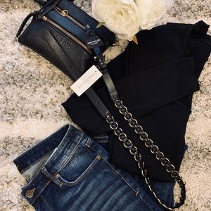 Ann Taylor Factory black and gold embellished belt